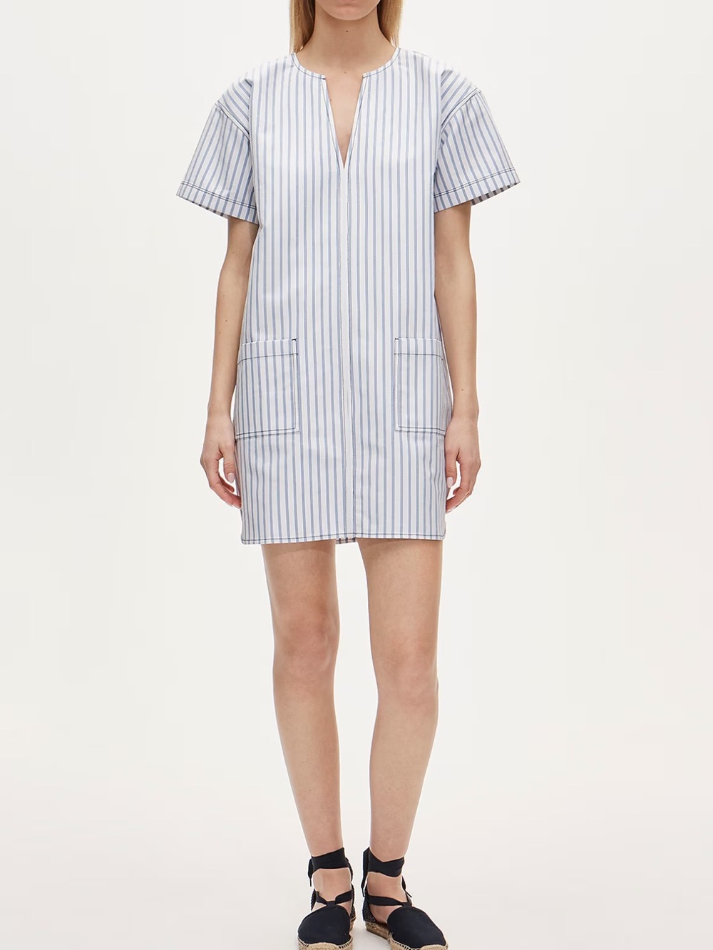 J. Crew Patch-pocket Dress in Striped Structured Cotton Poplin $158 NWT Large